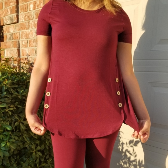 Burgundy Set, Top + Leggings, New - Picture 3 of 3